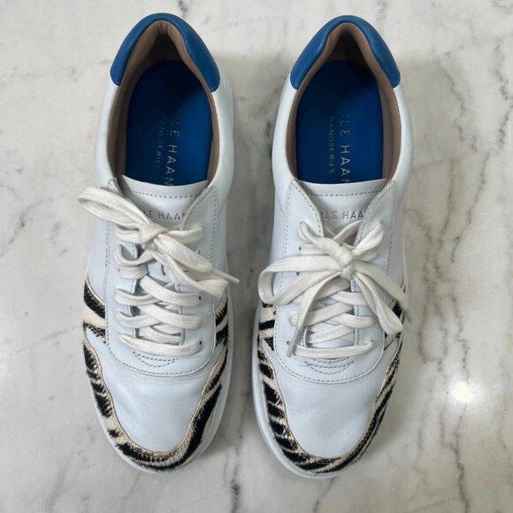 $190 Cole Haan GrandSeries Leather Sneakers White Zebra Haircalf Women’s 10B - Picture 3 of 9